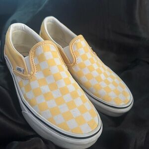 Vans Kids Yellow and White Checkered Sneakers